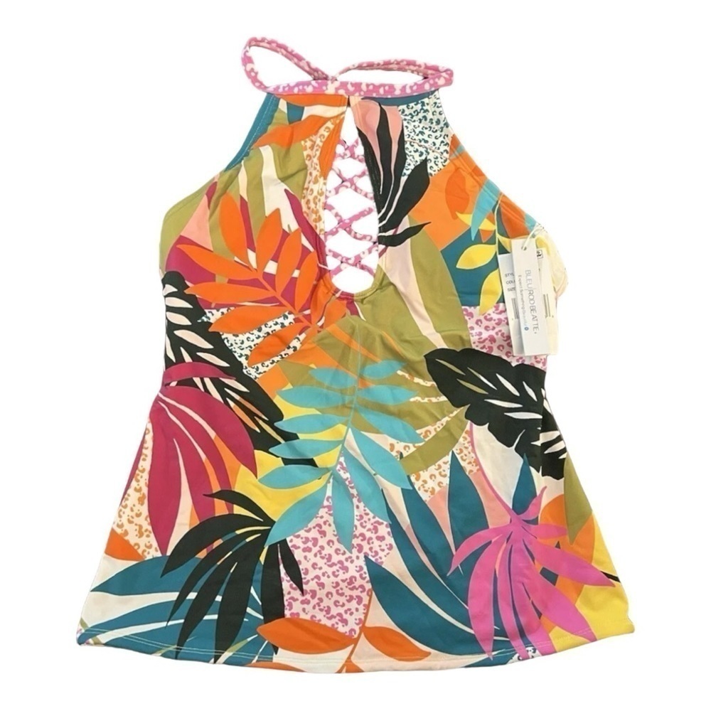 Bleu Rod Beattie MULTI Wild at Heart High Neck Tankini Swim Top NWT - Picture 2 of 5
